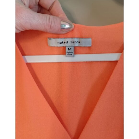 Bright Coral Color Sleeveless High-Low Blouse - Picture 4 of 4